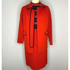 Vintage 60s Dorce LeRoy Knitwear Set M Red Jacket